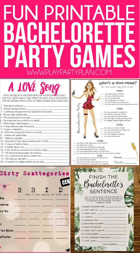 Bachelorette Party Games Printable Free